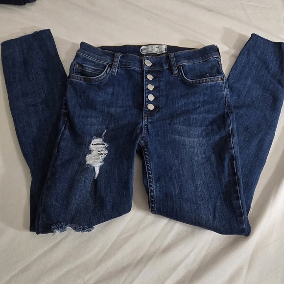 FP Free People Distressed Button Fly Jeans 26 - Picture 2 of 6